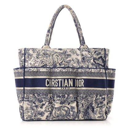 Christian Dior Canvas Embroidered Toile De Jouy Catherine Tote Blue 1 of 11
