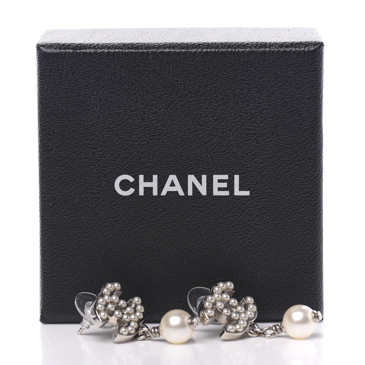 Chanel Pearl CC Drop Earrings Silver 5 of 5