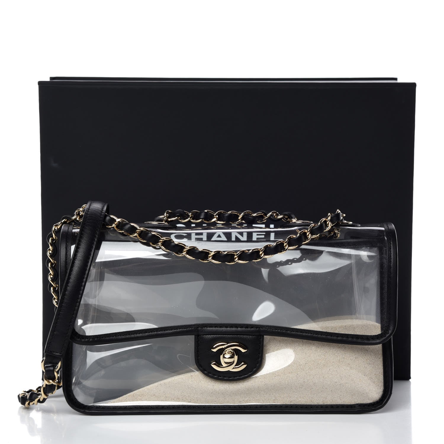 Chanel Lambskin PVC Medium Coco Sand Flap Black 11 of 11