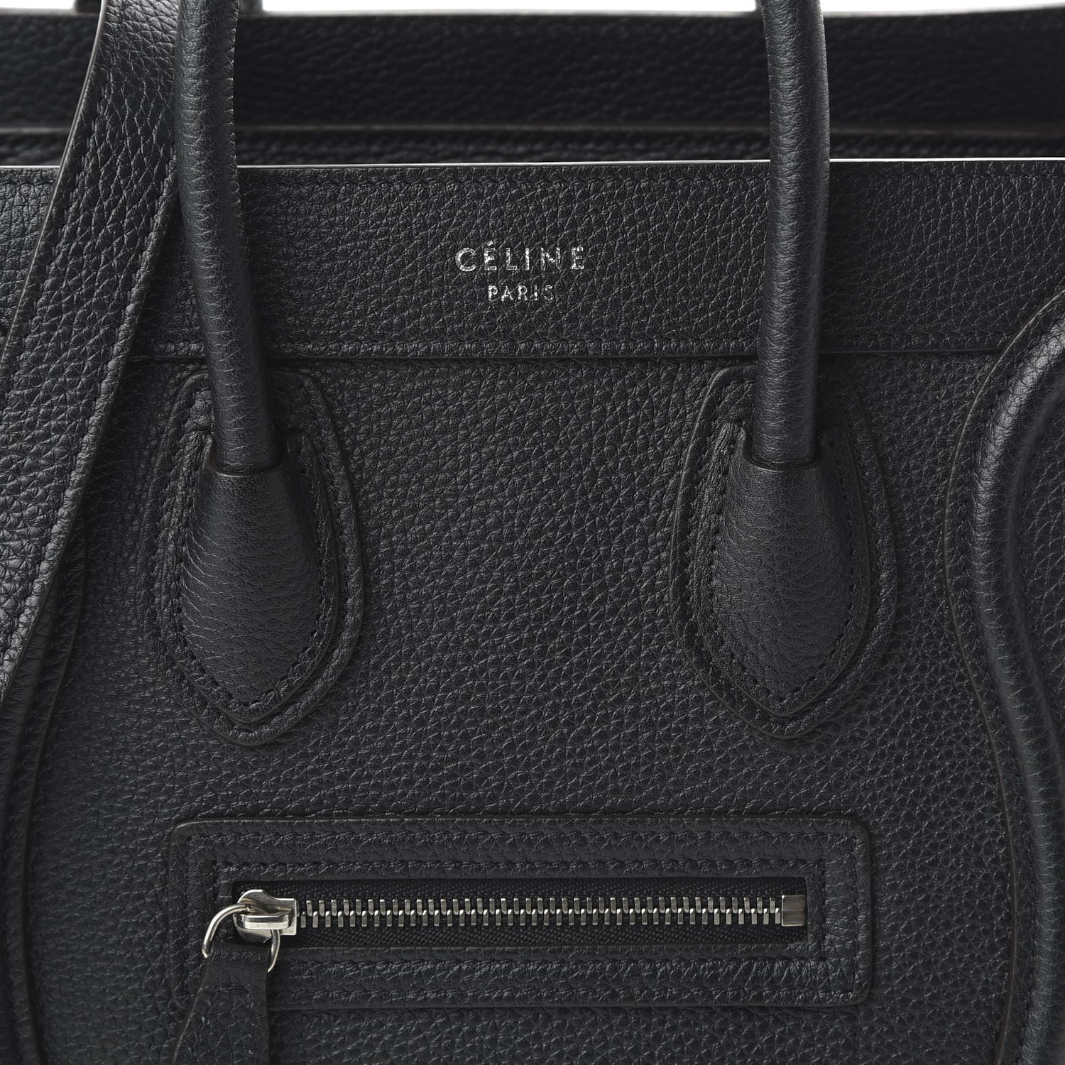 Celine Drummed Calfskin Nano Luggage Black 9 of 9