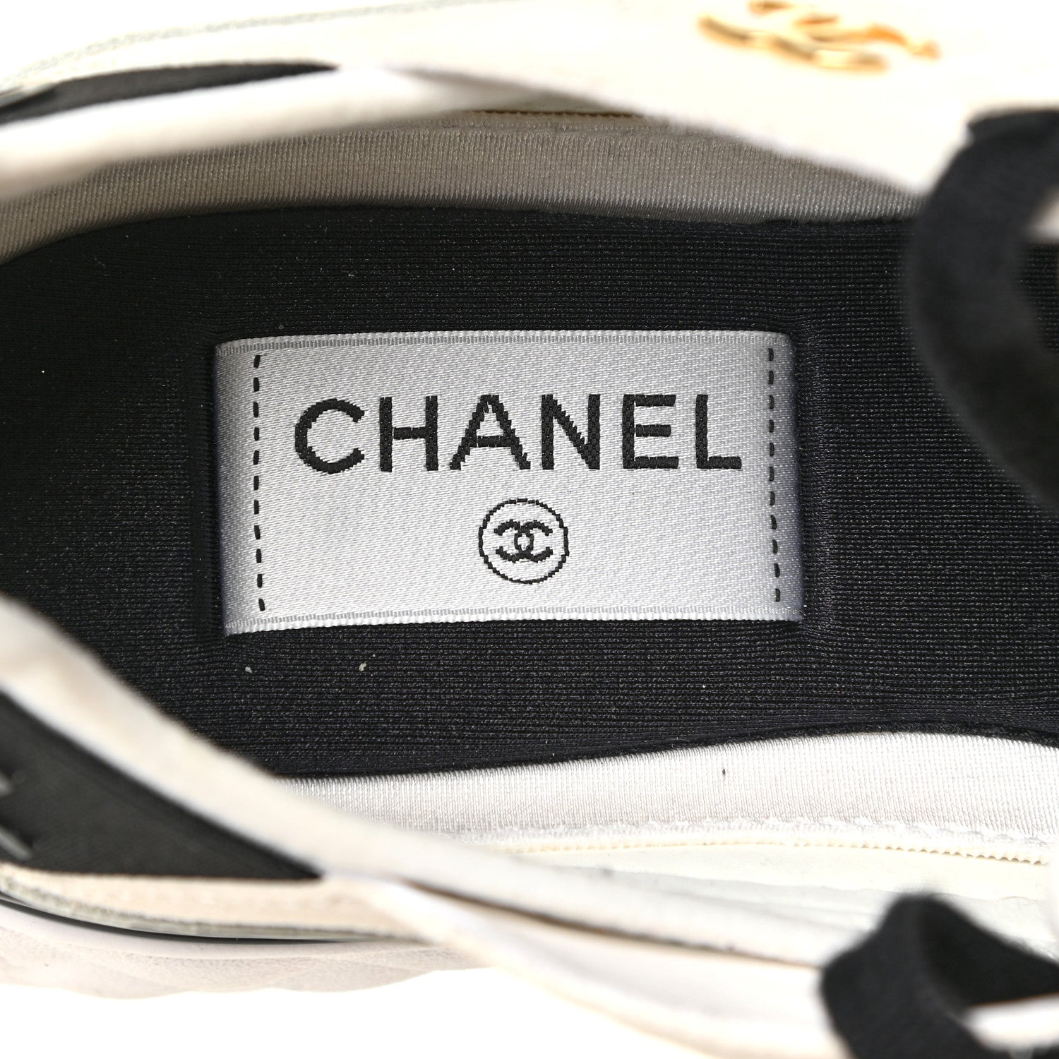Chanel Fabric Calfskin Suede CC Sneakers 39 Ivory Black 8 of 17