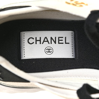 Chanel Fabric Calfskin Suede CC Sneakers 39 Ivory Black 8 of 17
