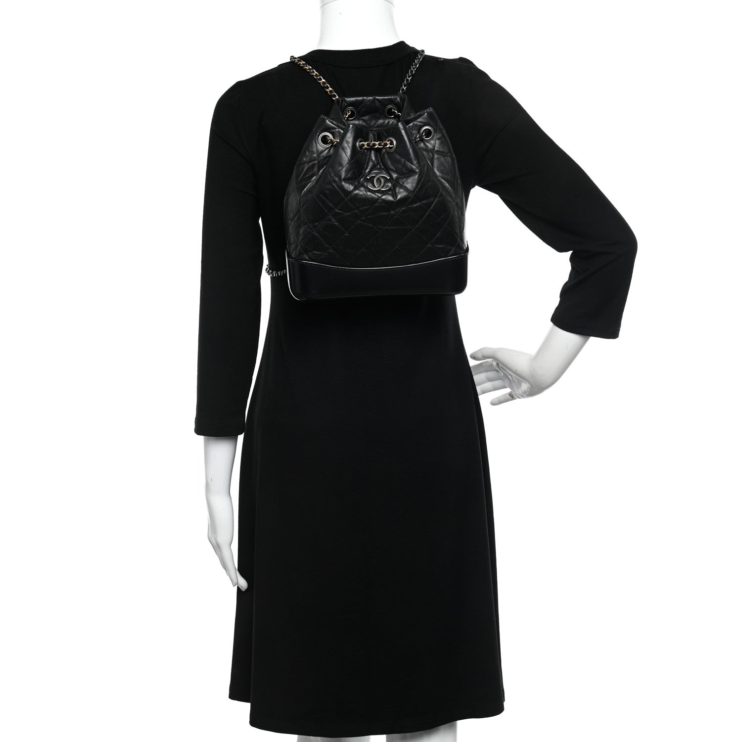 Chanel Aged Calfskin Quilted Small Gabrielle Backpack Black 2 of 11