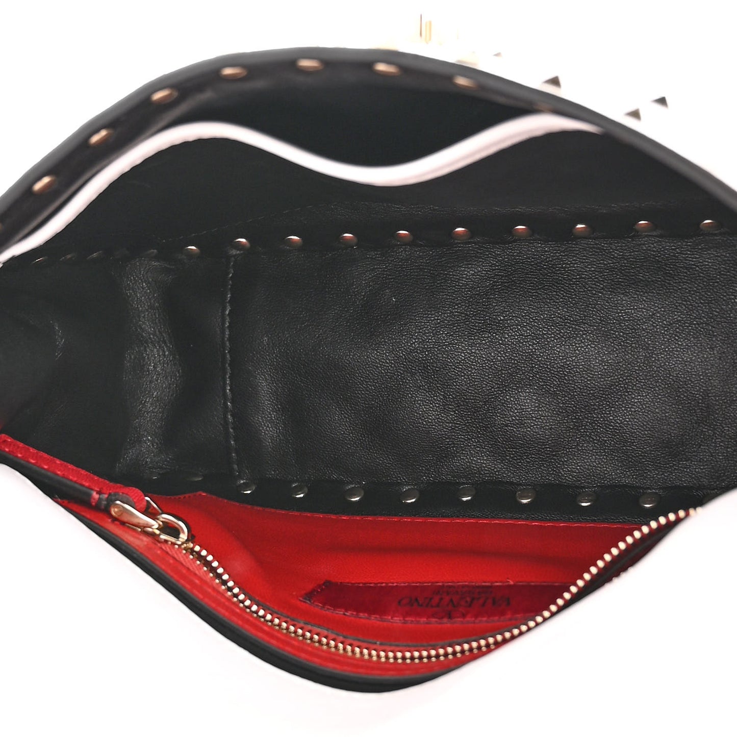 Lambskin VLTN Print Medium Rockstud Spike Shoulder Bag Optic White Black