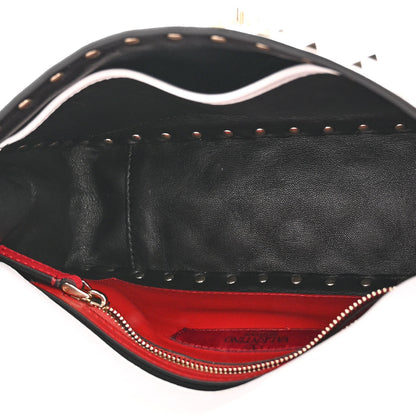 Valentino Garavani Lambskin VLTN Print Medium Rockstud Spike Shoulder Bag Optic White Black 5 of 10