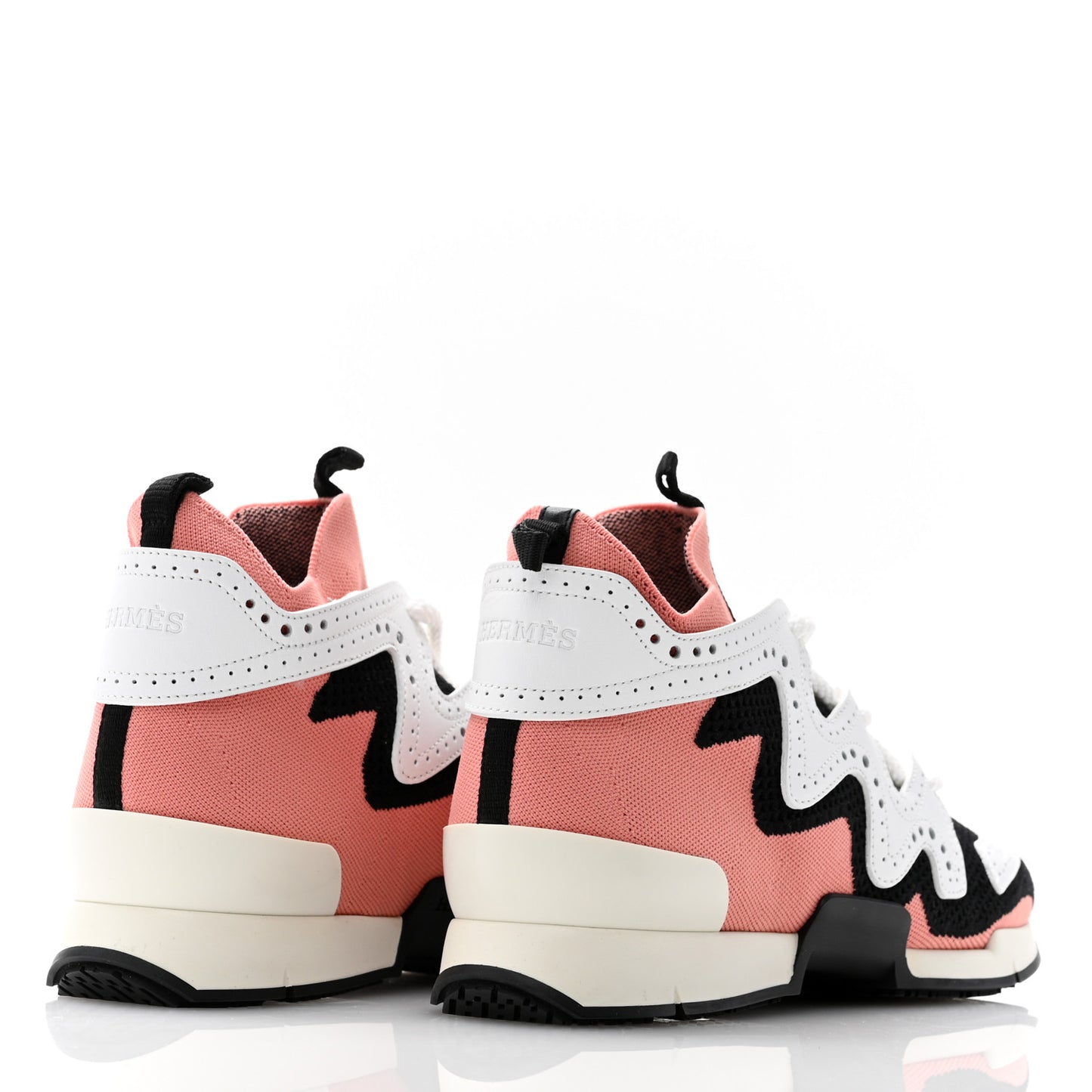 Knit Calfskin High Rise Action Sneakers 37.5 Rose Bubinga Multicolor