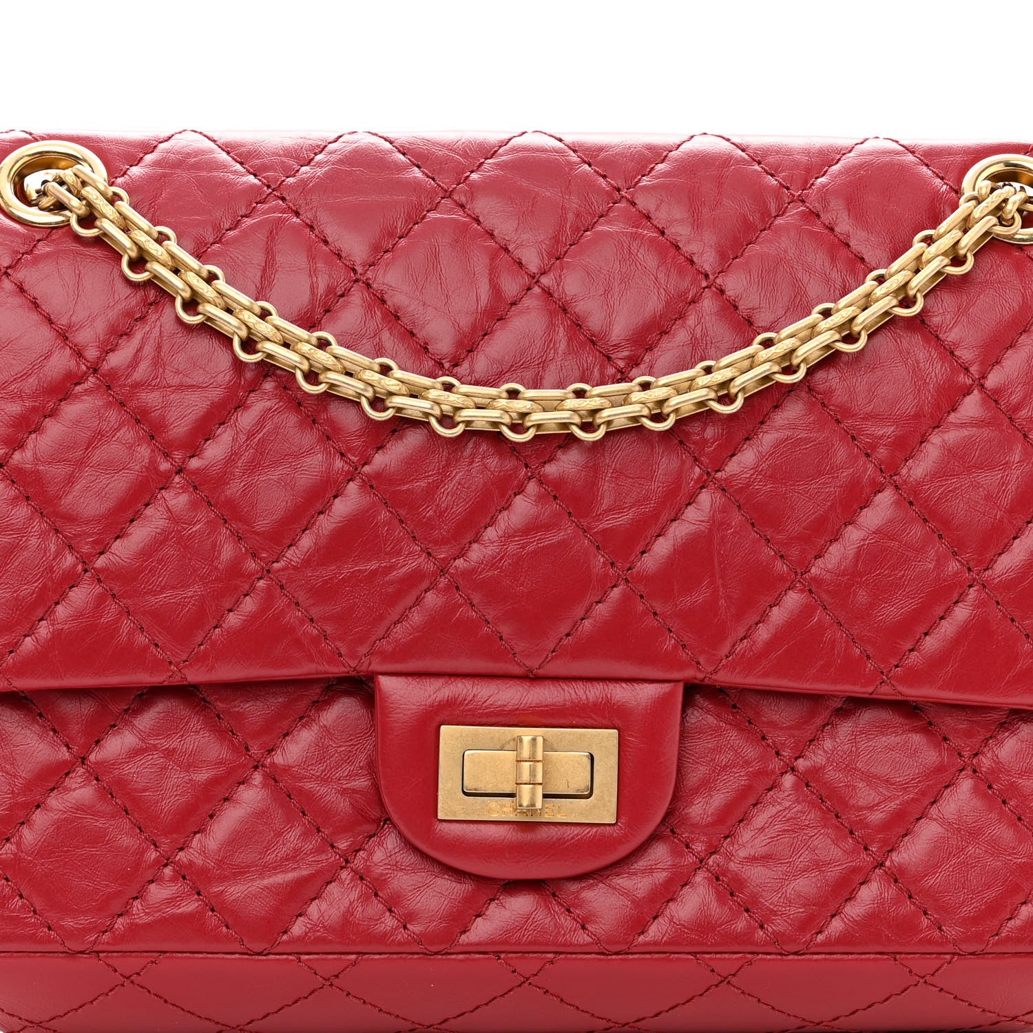 Chanel Aged Calfskin Quilted 2.55 Reissue 225 Flap Red 8 of 10