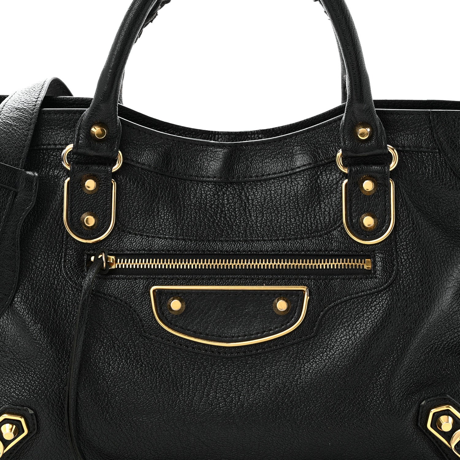 Balenciaga Chevre Gold Metallic Edge Hardware City Black 9 of 11