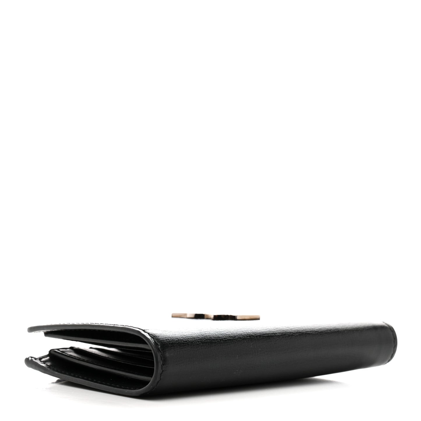 Calfskin Monogram Bi Fold Zipped Wallet Black