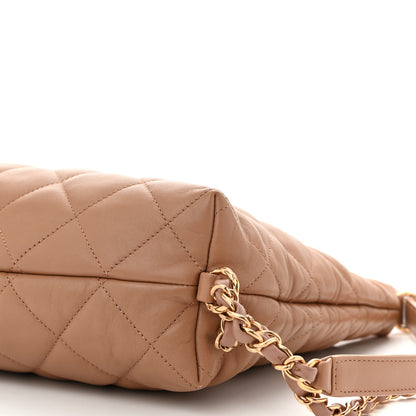 Chanel Lambskin Quilted Hobo Beige 10 of 10
