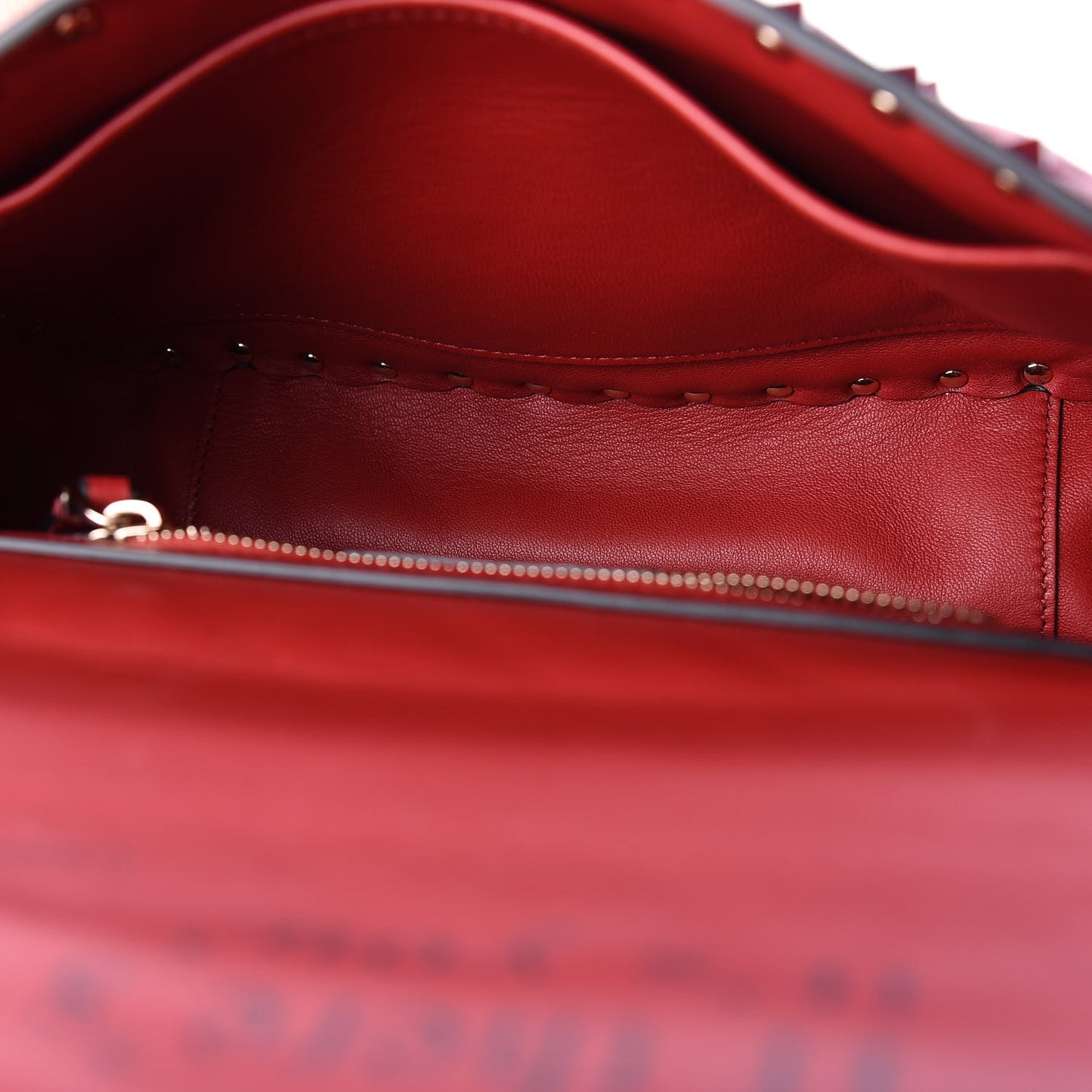 Lambskin Monochrome Medium Rockstud Spike Shoulder Bag Red