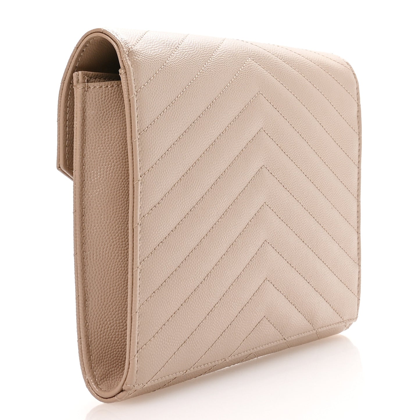 Grain De Poudre Matelasse Chevron Monogram Envelope Clutch Dark Beige