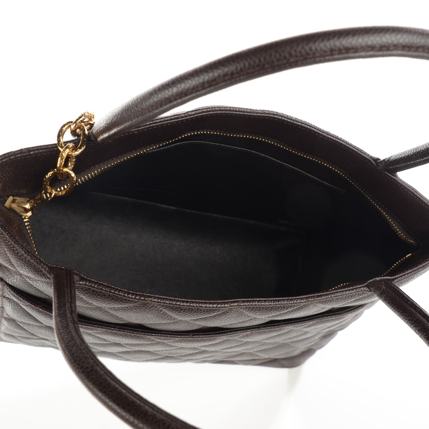 Chanel Caviar Quilted Medallion CC Tote Dark Brown 5 of 7