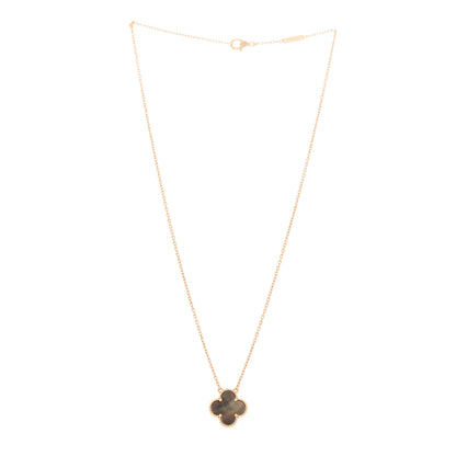 Van Cleef & Arpels 18K Rose Gold Gray Mother of Pearl Vintage Alhambra Pendant Necklace 3 of 6