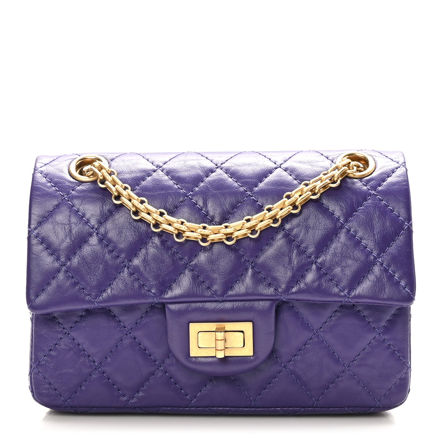 Aged Calfskin Quilted 2.55 Reissue Mini Flap Purple
