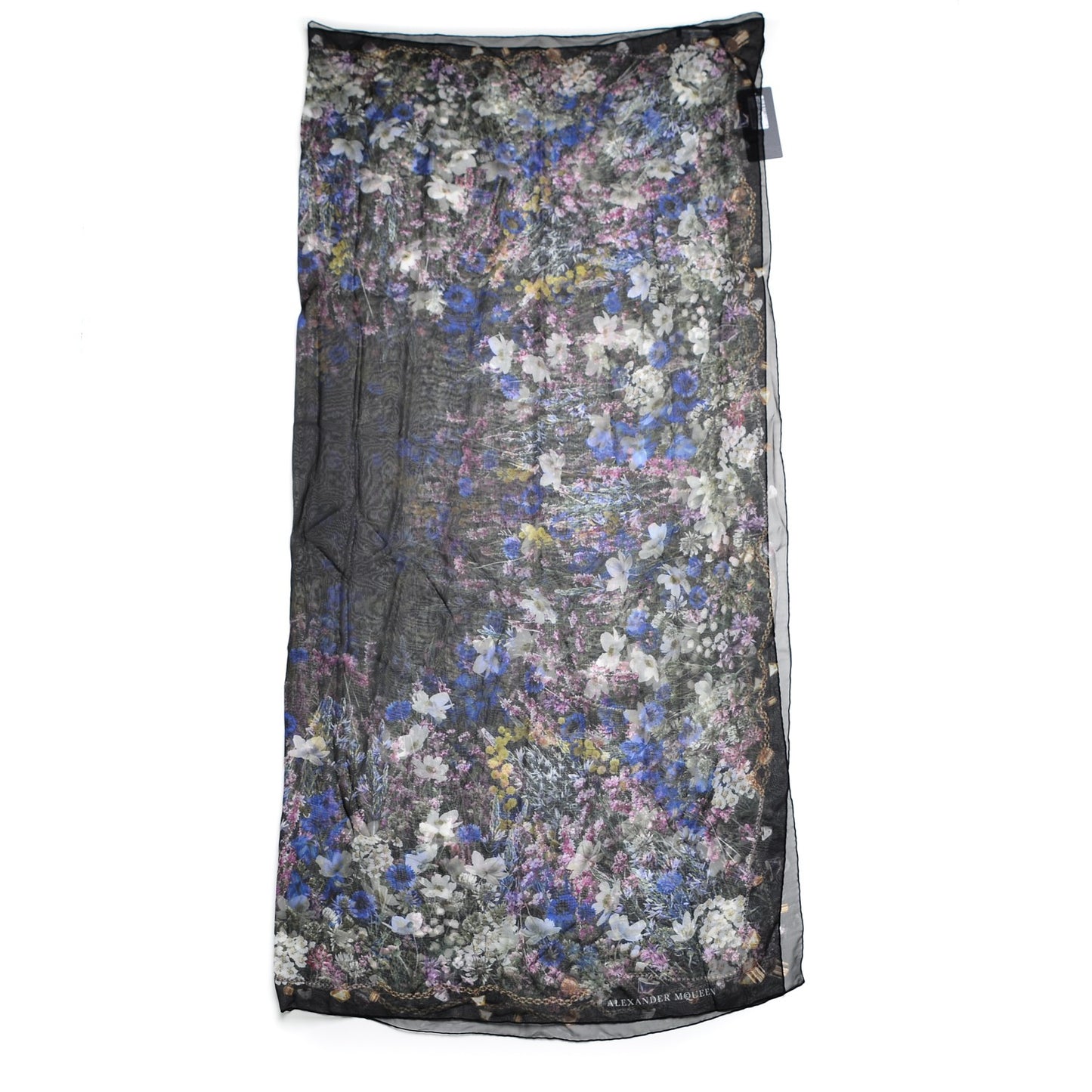 Silk Chiffon Wild Meadow Shawl Black