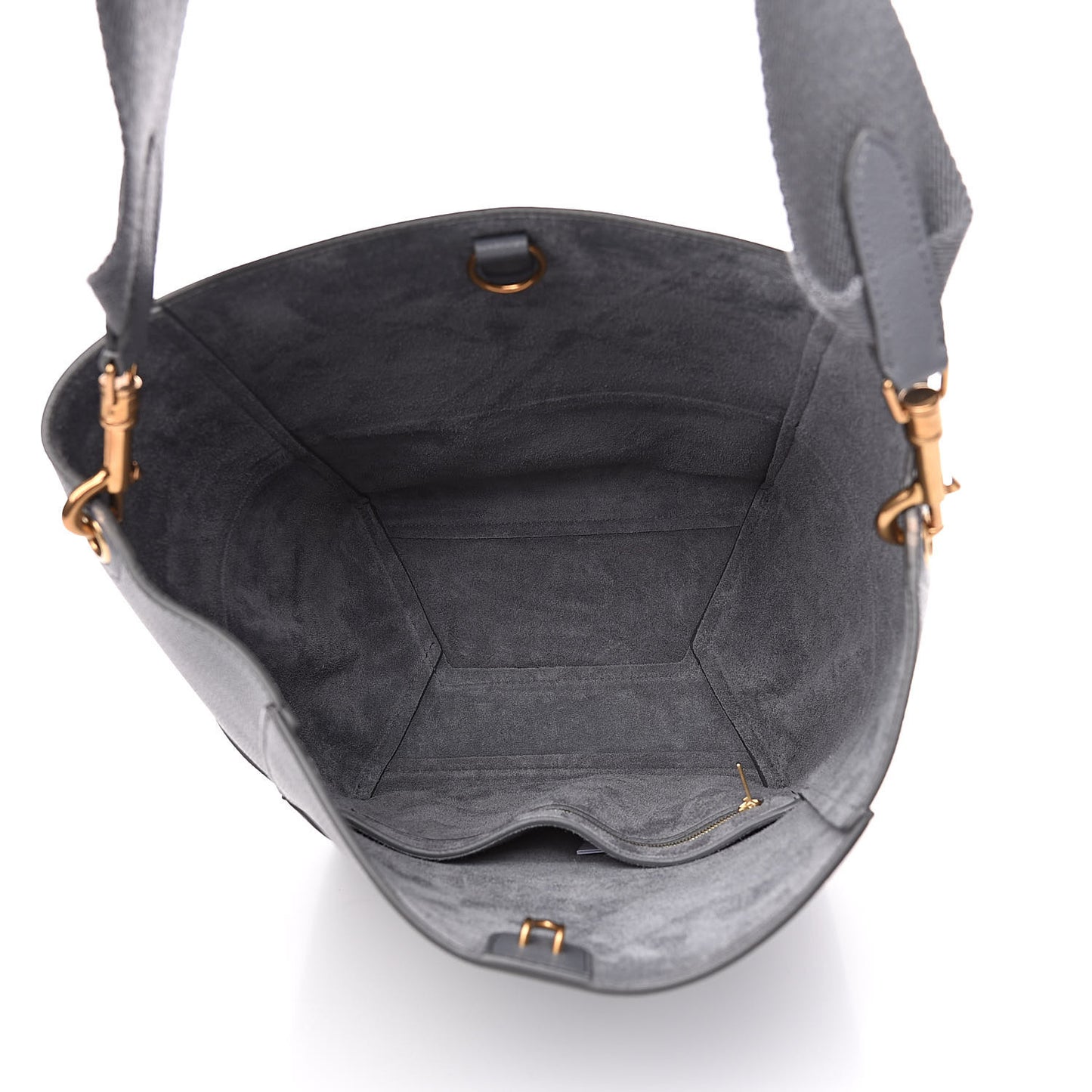 Soft Grained Calfskin Sangle Bucket Bag Grey