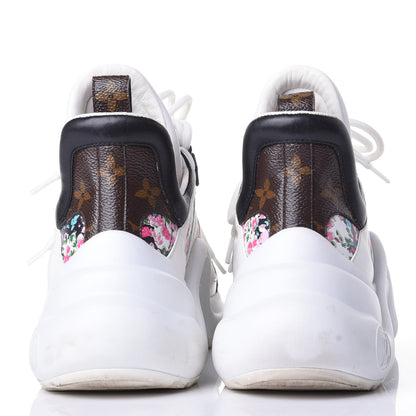 Louis Vuitton Flower Printed Calfskin Monogram LV Archlight Sneakers 37 Black Rose 6 of 10