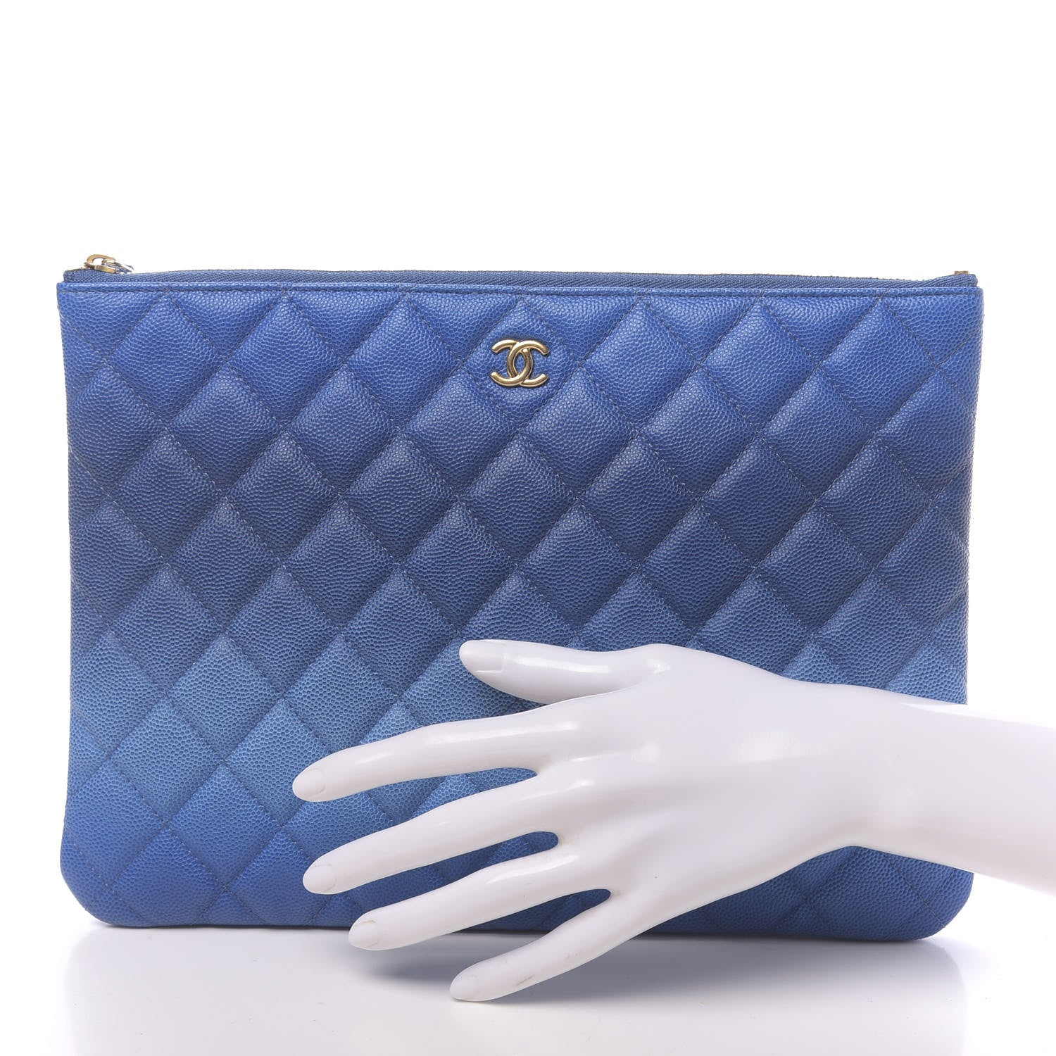 Chanel Caviar Ombre Medium Cosmetic Case Blue 2 of 7