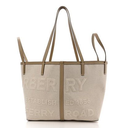 Burberry Cotton Canvas Mini Logo Horseferry Tote Bag Off White 4 of 13