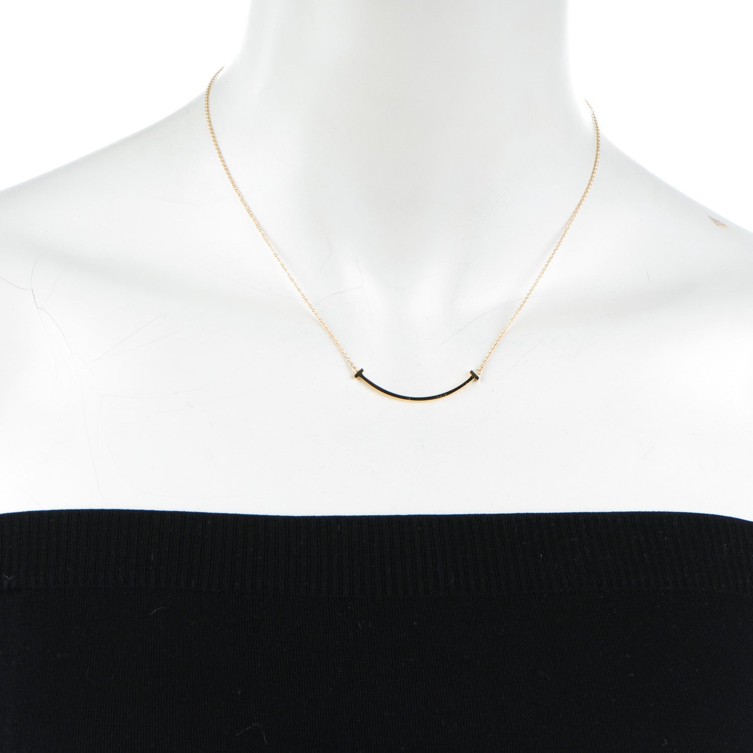 Tiffany 18K Yellow Gold Small T Smile Pendant Necklace 2 of 5
