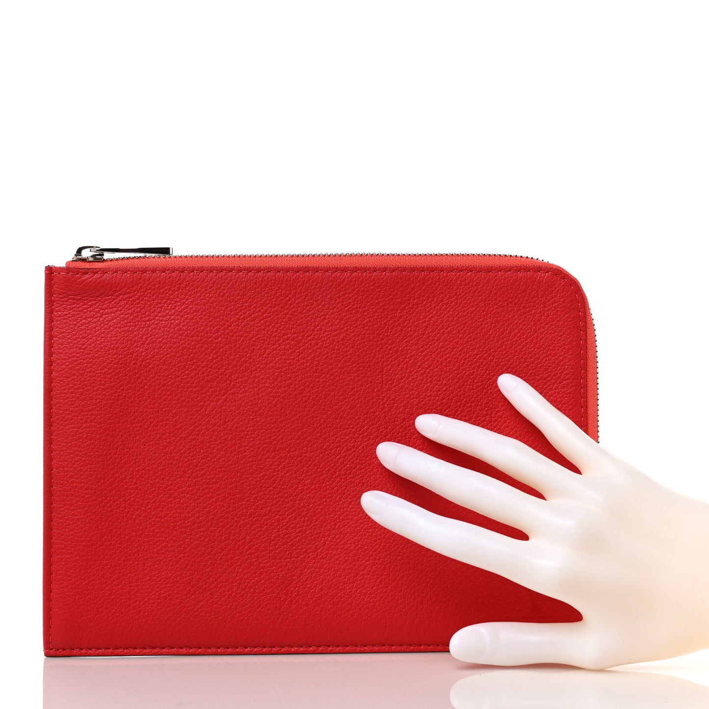 Calfskin Pochette Jules Zipped Clutch Poppy