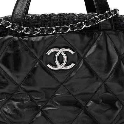 Chanel Glazed Calfskin Quilted Tweed Portobello Tote Black 8 of 10