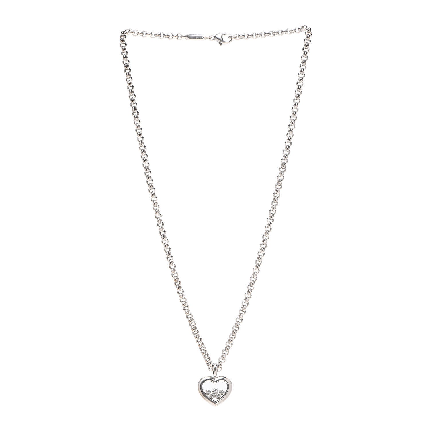 Chopard 18K White Gold 5 Happy Diamonds Icons Heart Pendant Necklace 3 of 5
