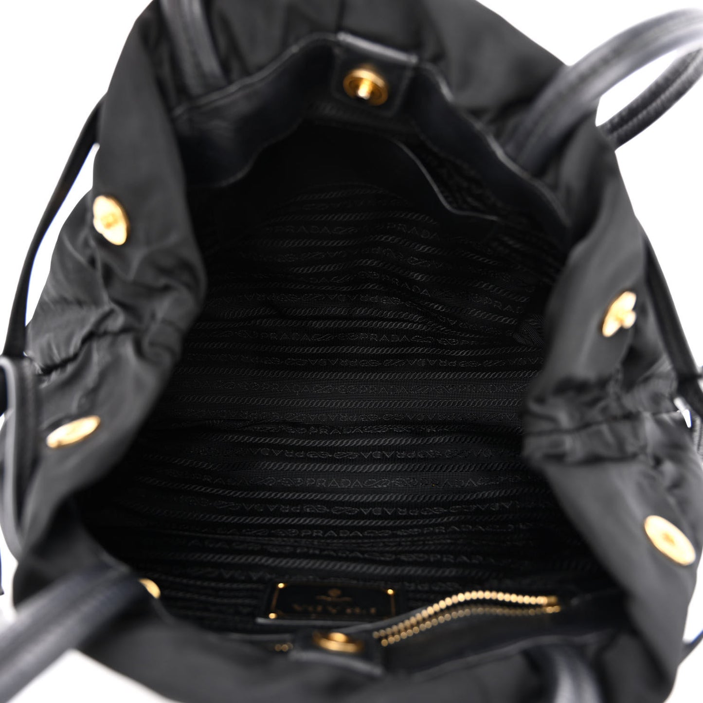 Tessuto Nylon Jacquard Logo Drawstring Tote Black