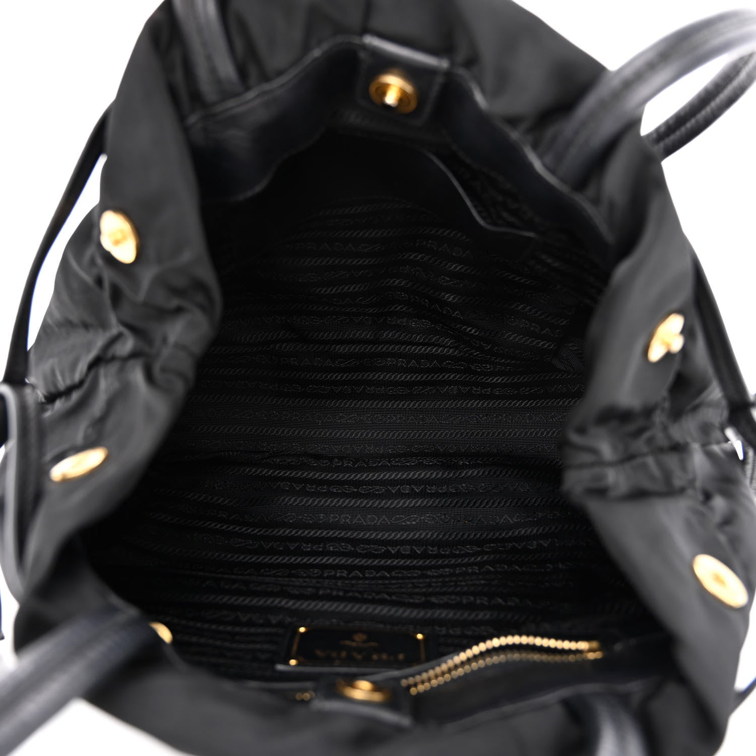 Prada Tessuto Nylon Jacquard Logo Drawstring Tote Black 5 of 10