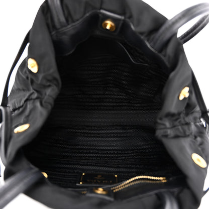Prada Tessuto Nylon Jacquard Logo Drawstring Tote Black 5 of 10