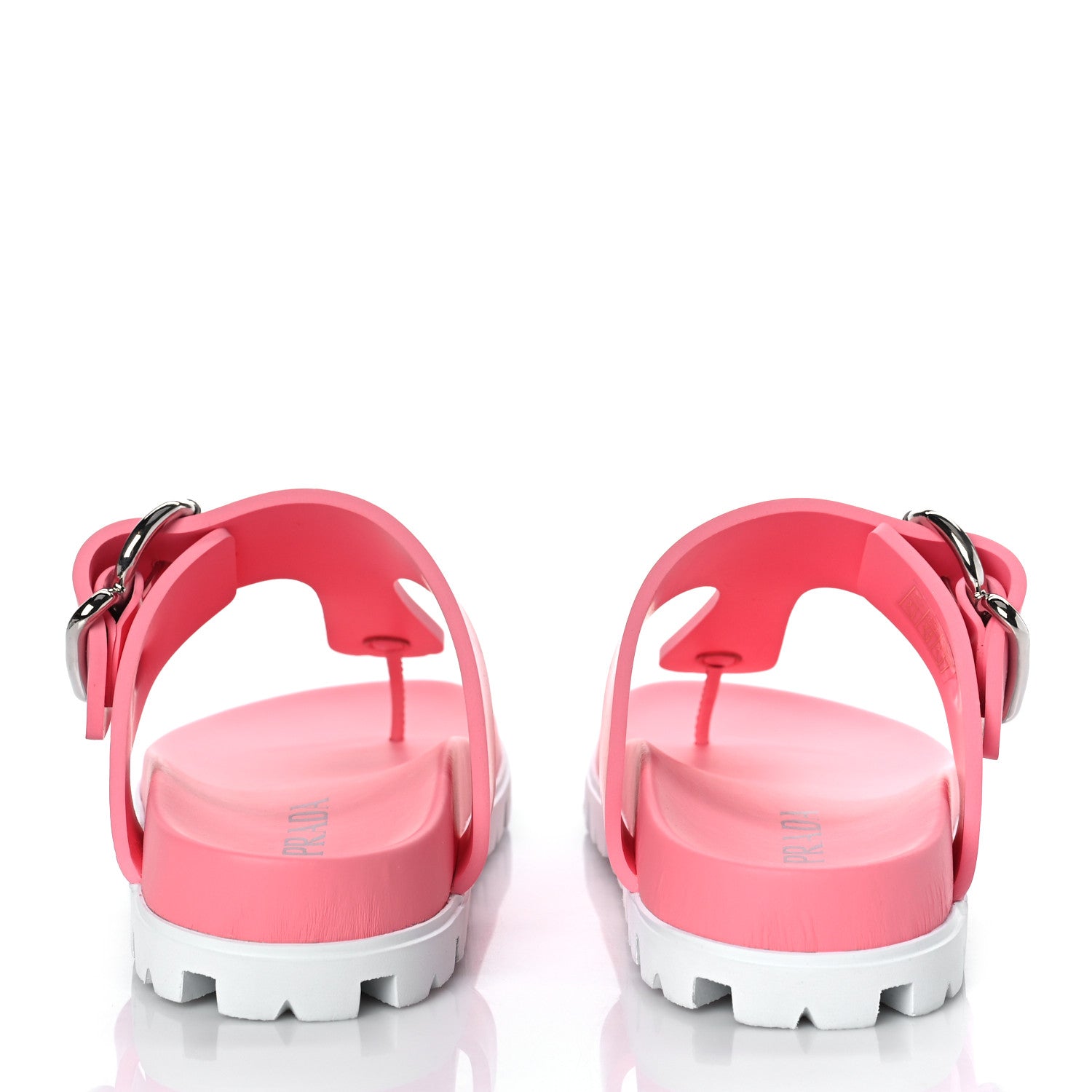 Prada EVA Rubber Buckled Lug Sole 20mm Thong Sandals 39 Begonia 5 of 8