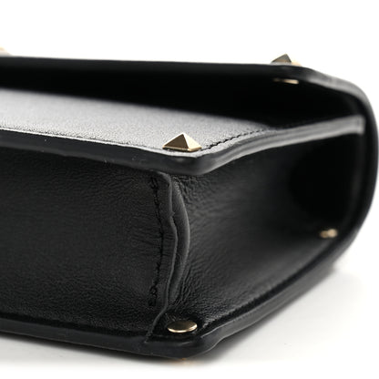 Valentino Garavani Calfskin Rockstud Flip Lock Top Handle Bag Black 9 of 9