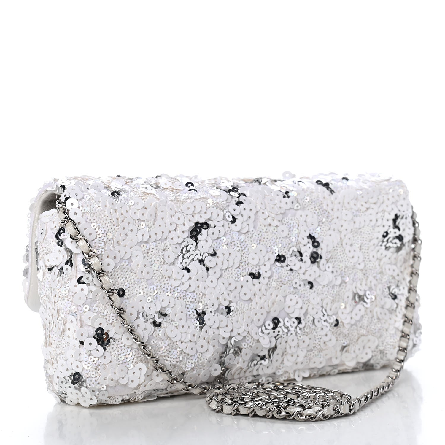 Chanel Sequin East West Flap Dark White 2 of 14