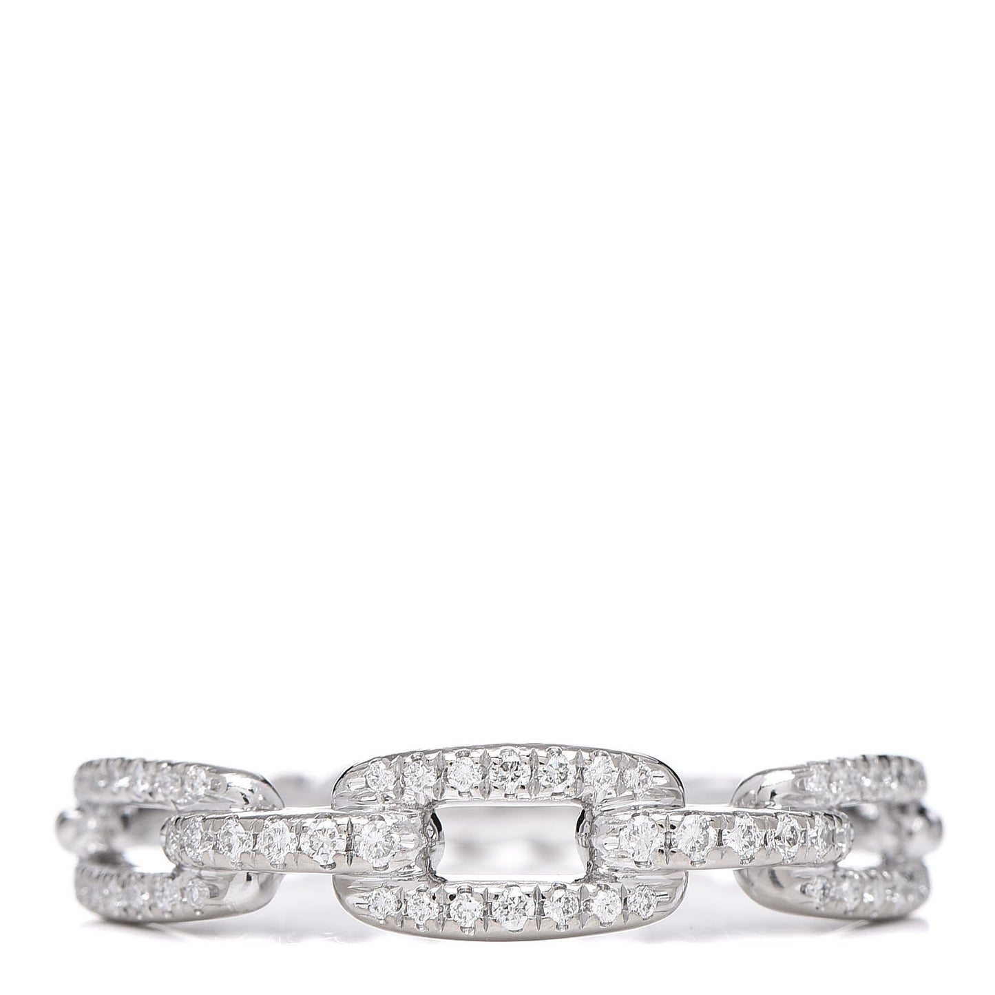 18K White Gold Diamond 4.5mm Stax Single Row Chain Link Ring 57 8