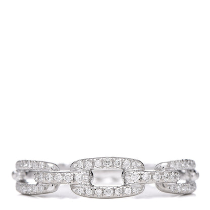 David Yurman 18K White Gold Diamond 4.5mm Stax Single Row Chain Link Ring 57 8 1 of 5