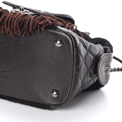 Chanel Calfskin Pony Hair Fringe Bowling Bag Brown 9 of 9