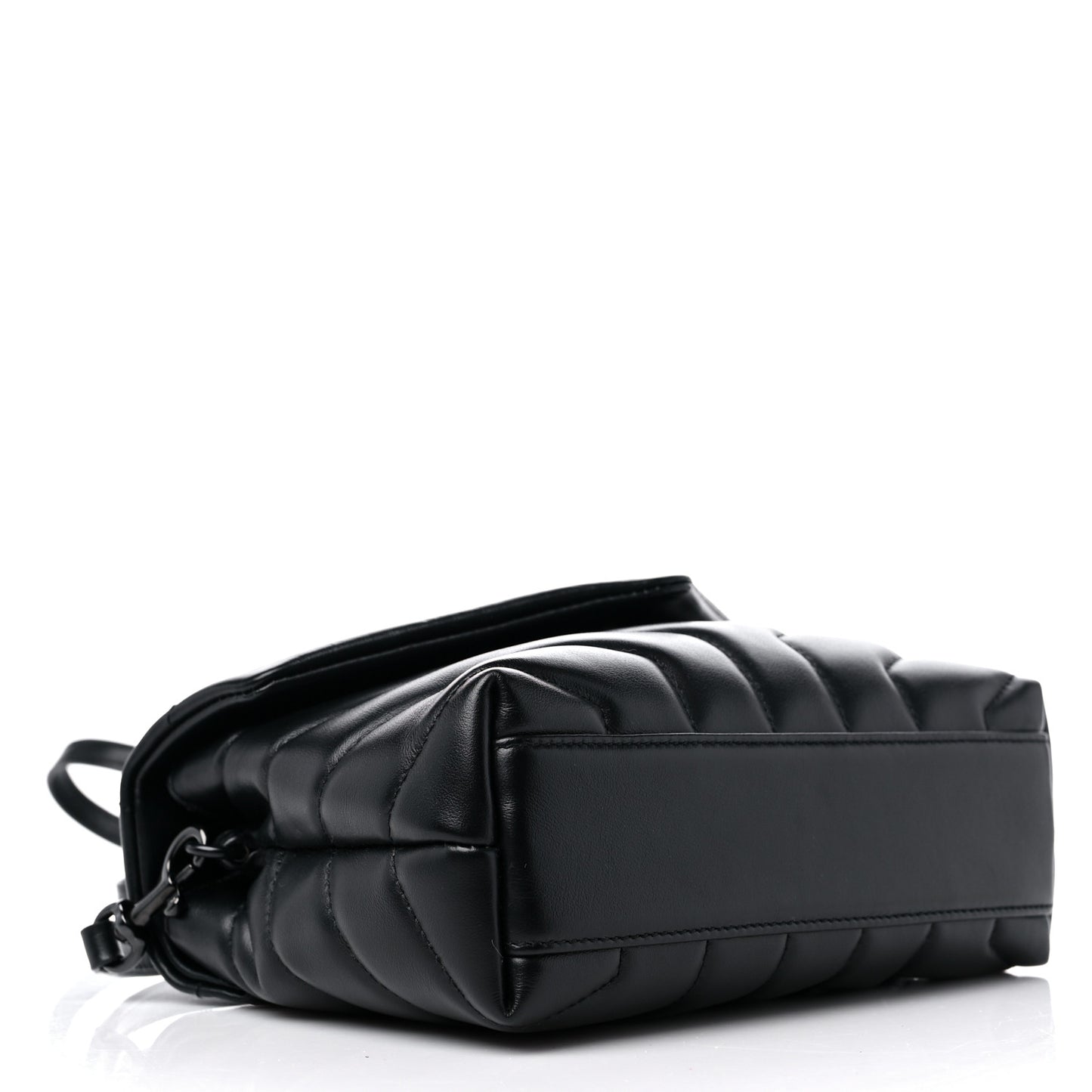 Calfskin Y Quilted Monogram Monochrome Toy Loulou Crossbody Bag Black