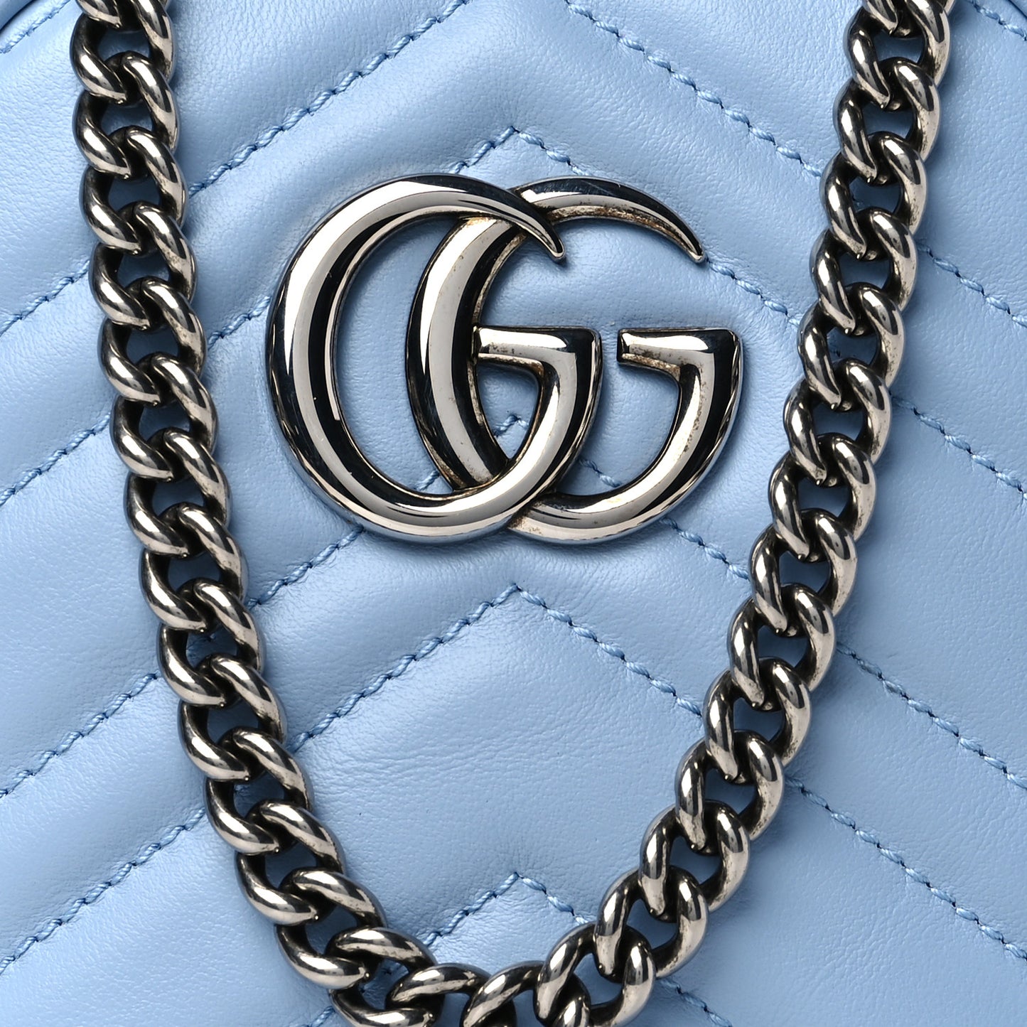 Calfskin Matelasse Mini GG Marmont Crossbody Bag Porcelain Light Blue