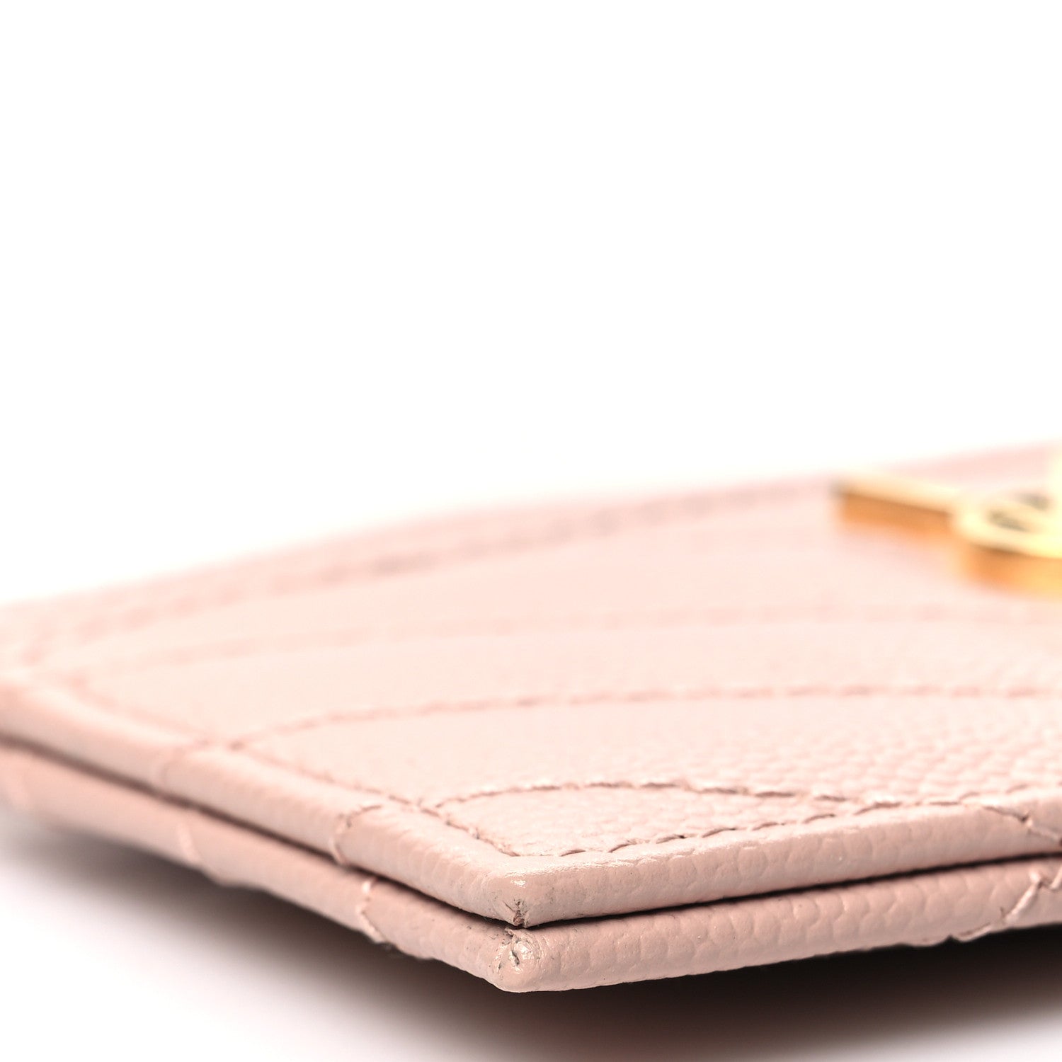 Saint Laurent Grain De Poudre Matelasse Chevron Monogram Credit Card Case Pale Pink 9 of 11