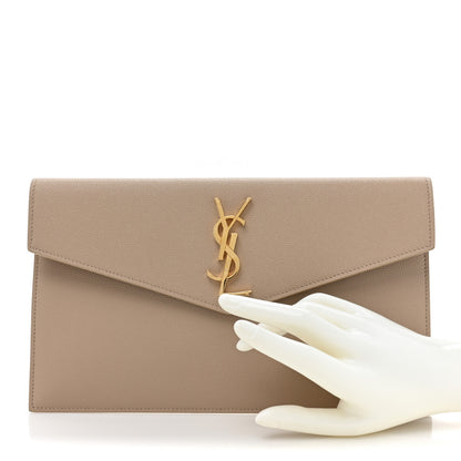 Saint Laurent Grain De Poudre Uptown Pouch Dark Beige 2 of 9