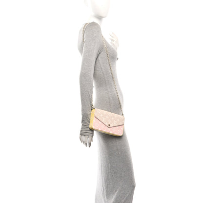 Louis Vuitton Empreinte Spring in the City Felicie Pochette Chain Wallet Pink Beige Yellow 2 of 10