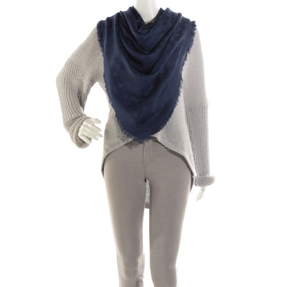 Louis Vuitton Wool Silk Monogram Shawl Blue Nuit 2 of 5