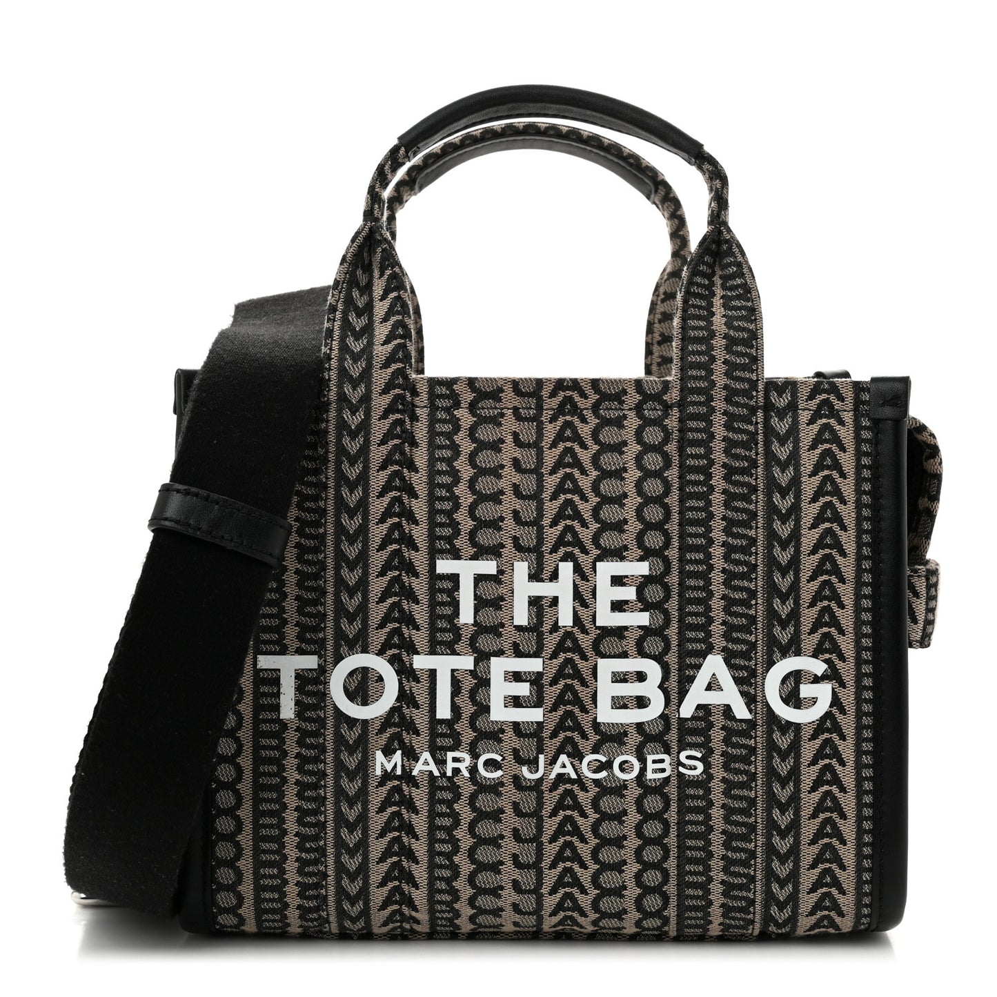 Cotton Jacquard Monogram Mini The Traveler Tote Bag Beige Multicolor