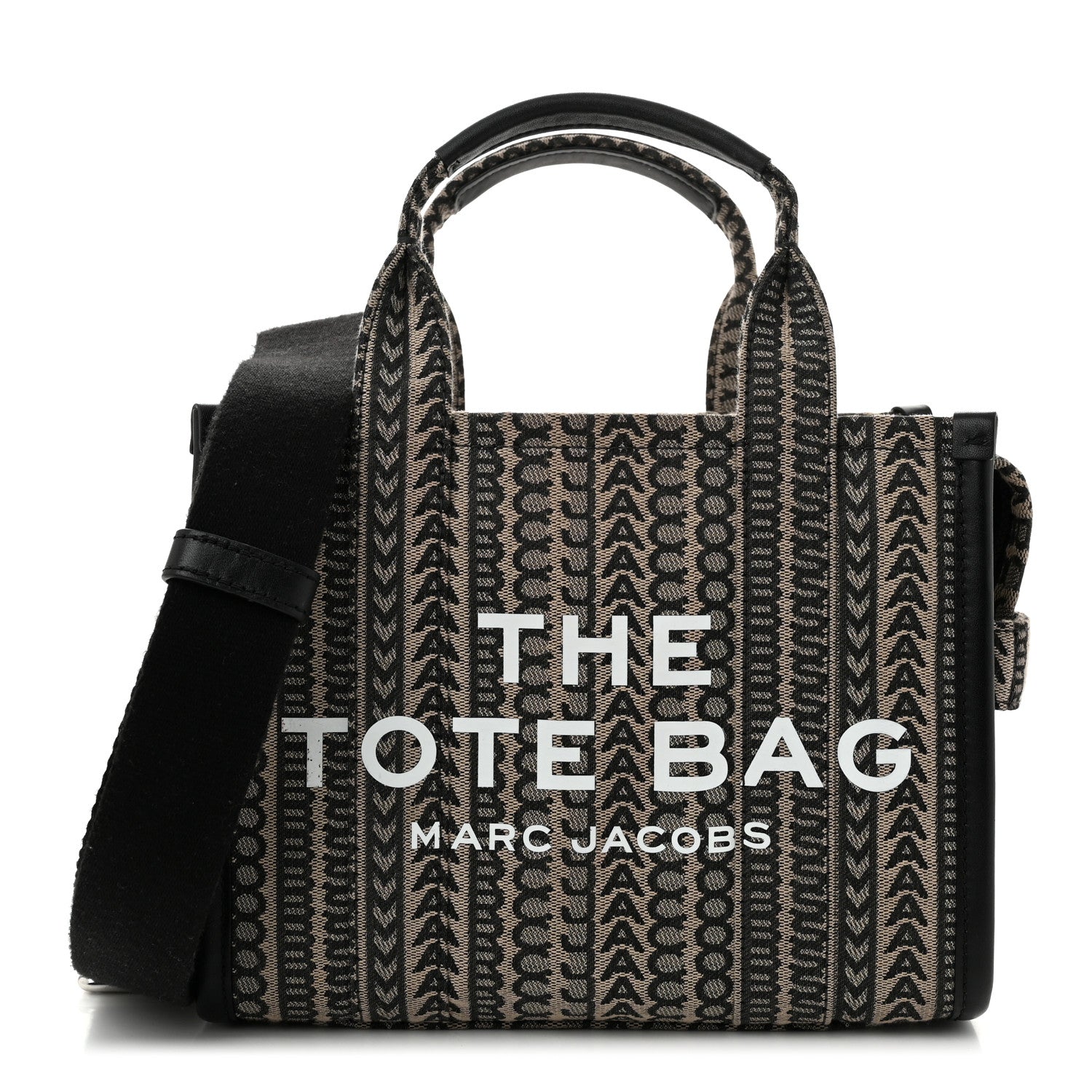 Marc Jacobs Cotton Jacquard Monogram Mini The Traveler Tote Bag Beige Multicolor 1 of 11