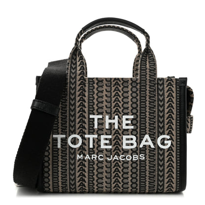 Marc Jacobs Cotton Jacquard Monogram Mini The Traveler Tote Bag Beige Multicolor 1 of 11
