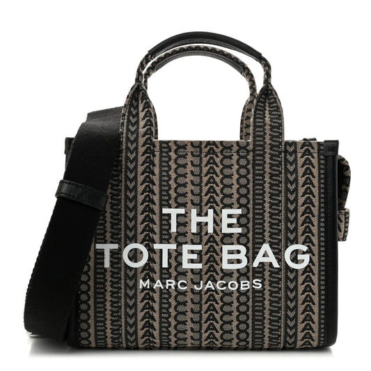 Cotton Jacquard Monogram Mini The Traveler Tote Bag Beige Multicolor
