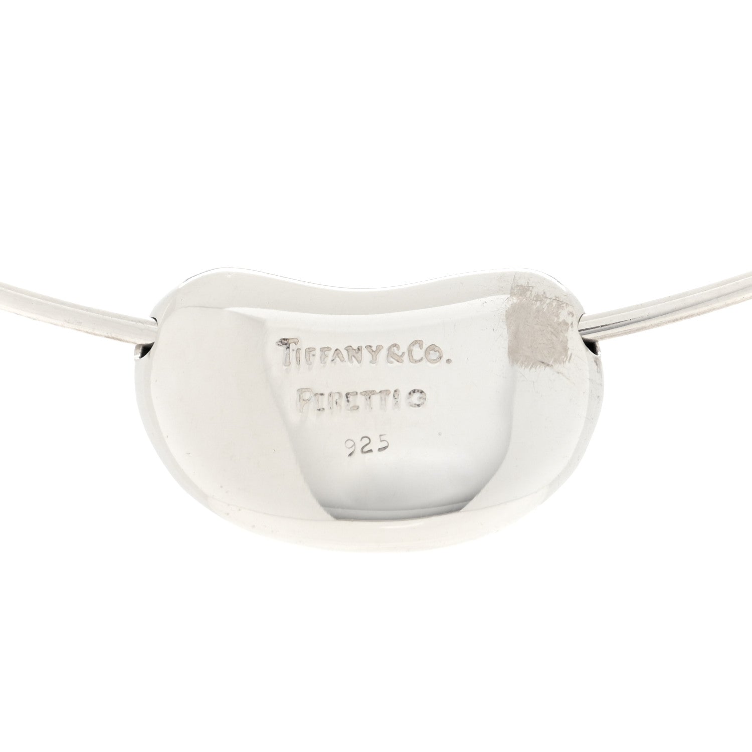 Tiffany Sterling Silver 25mm Elsa Peretti Bean Pendant Wire Necklace 4 of 5