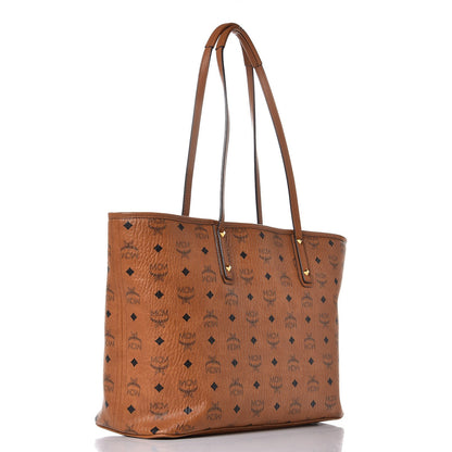 MCM Visetos Medium Anya Top Zip Shopper Tote Cognac 3 of 13