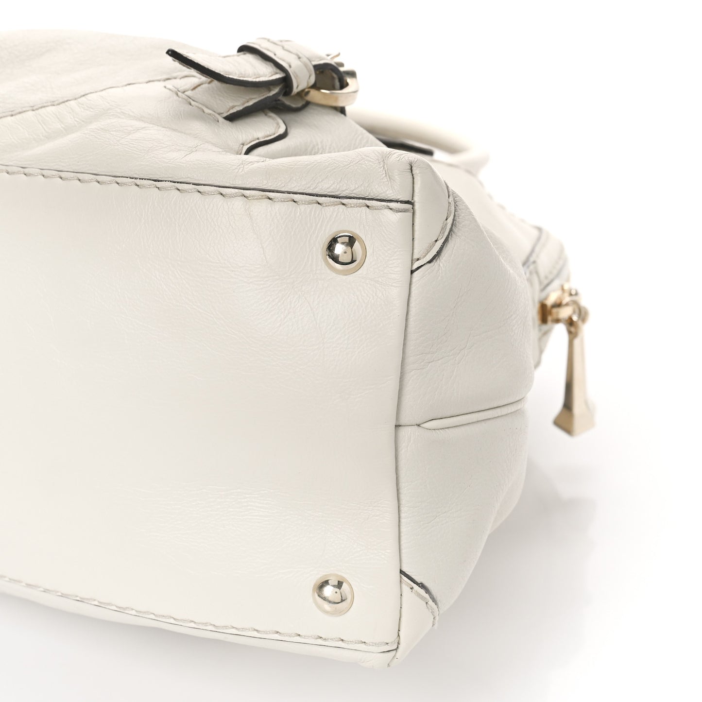 Calfskin Medium Horsebit Nail Boston Off White